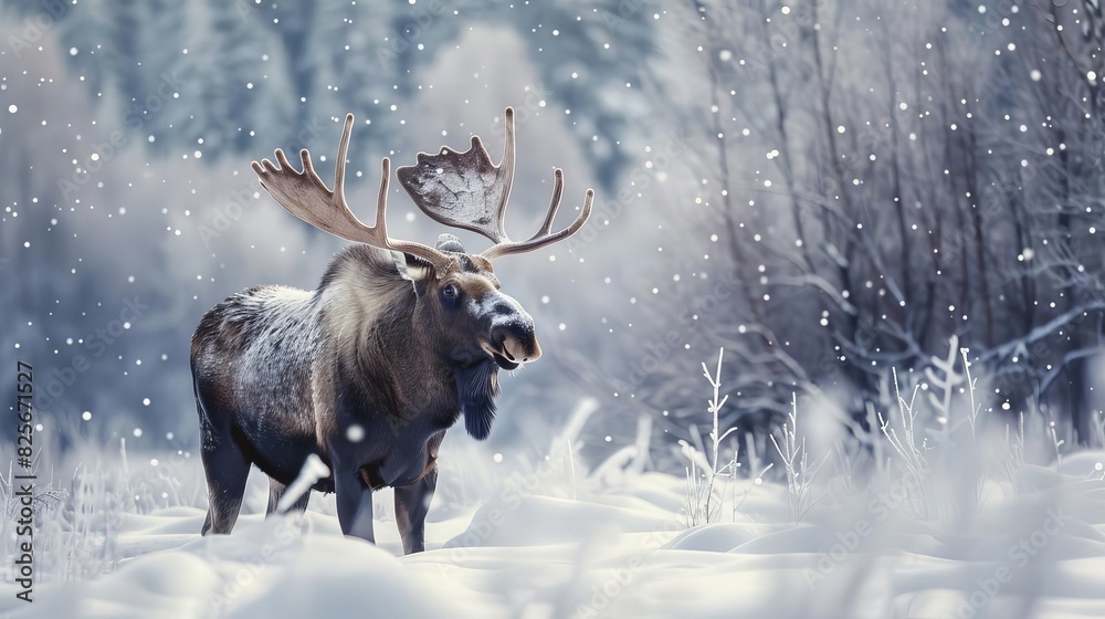 majestic moose standing in deep snow winter wildlife landscape photography majestic moose standing in deep snow winter wildlife landscape photography
