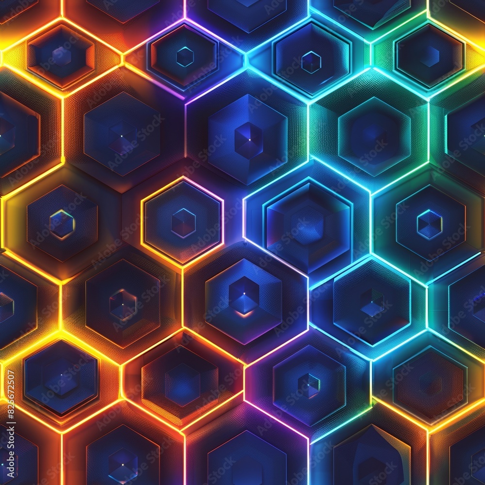 A seamless tile of geometric shapes of neon colors in a fun pattern. A seamless tile of geometric shapes of neon colors in a fun pattern.
