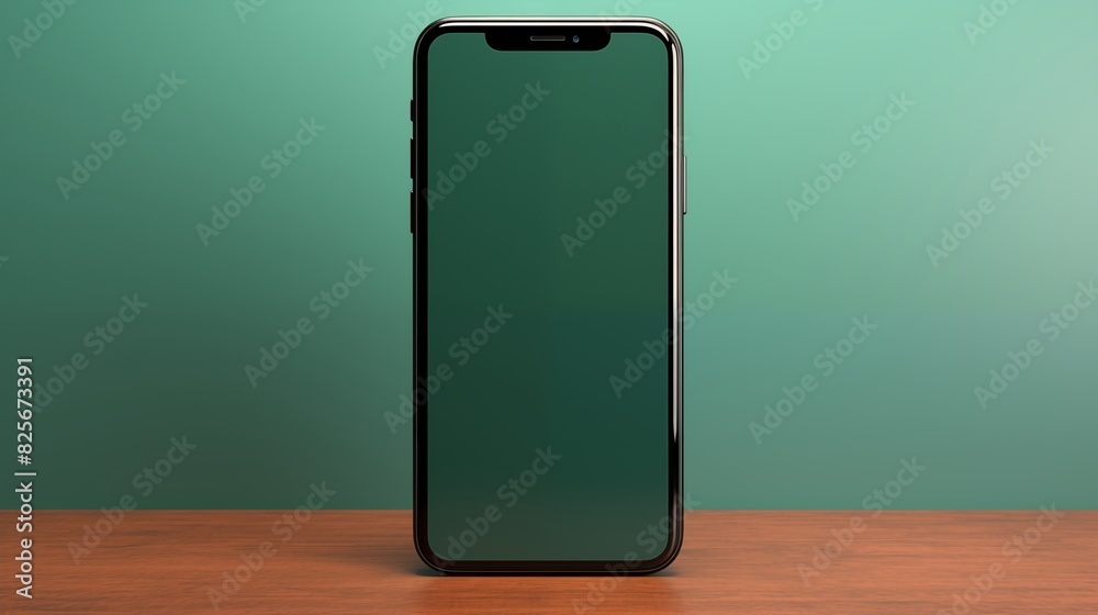 Modern Smartphone with a Blank Screen against Green Background.