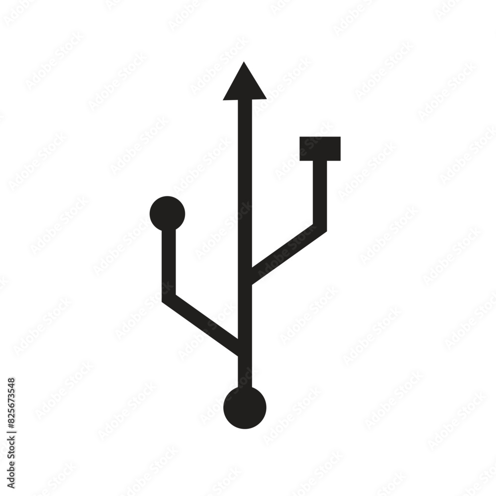 USB icon in flat style with background. USB icon in flat style with background.