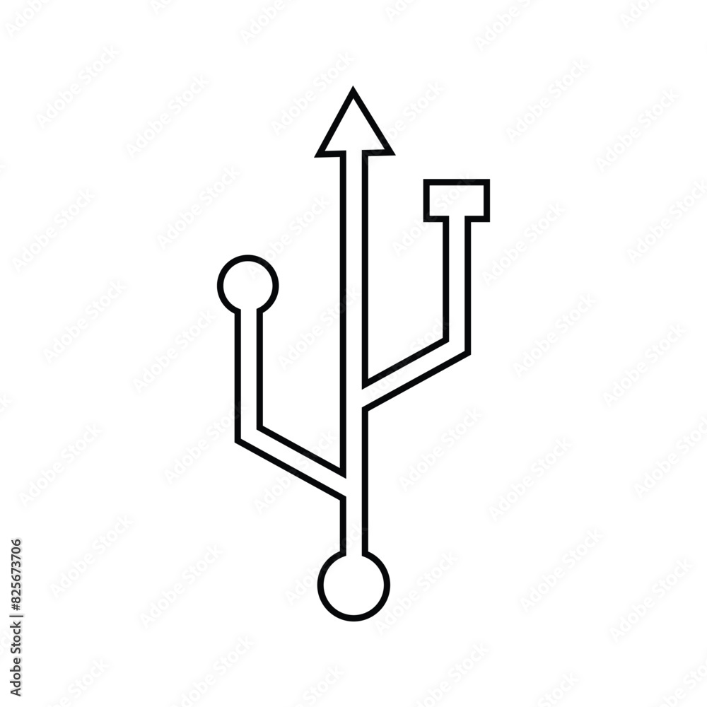 USB icon in trendy flat design. USB icon in trendy flat design.