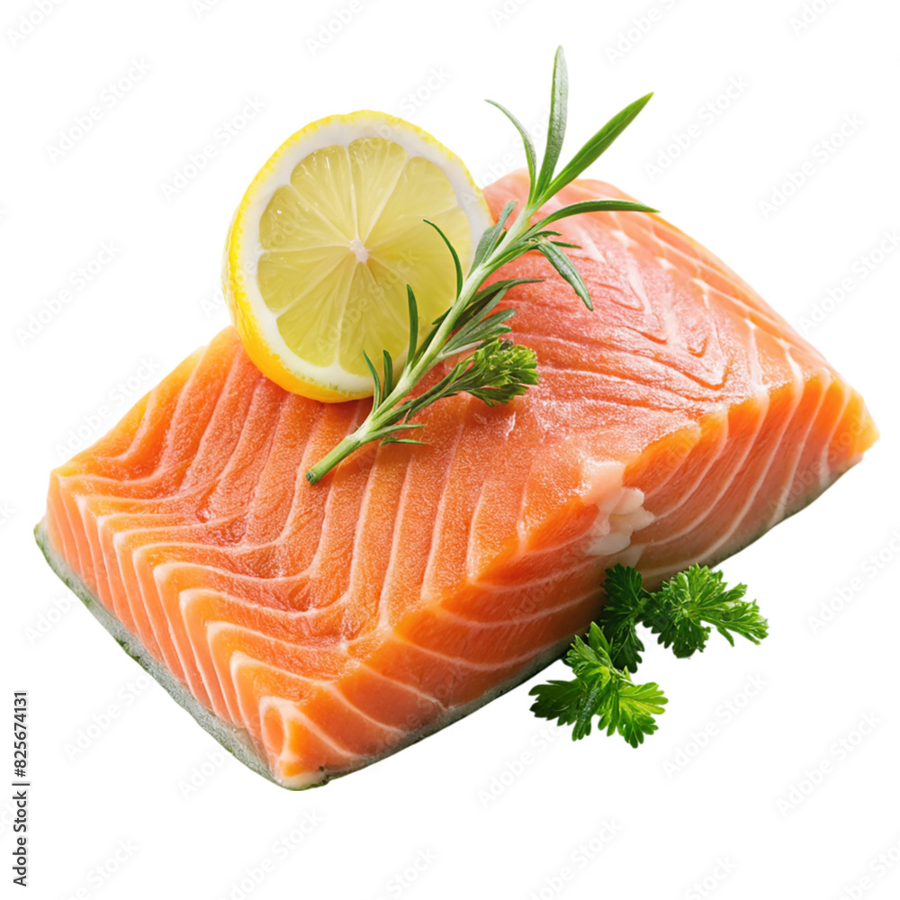 A sliced fresh salmon Isolated on transparent background