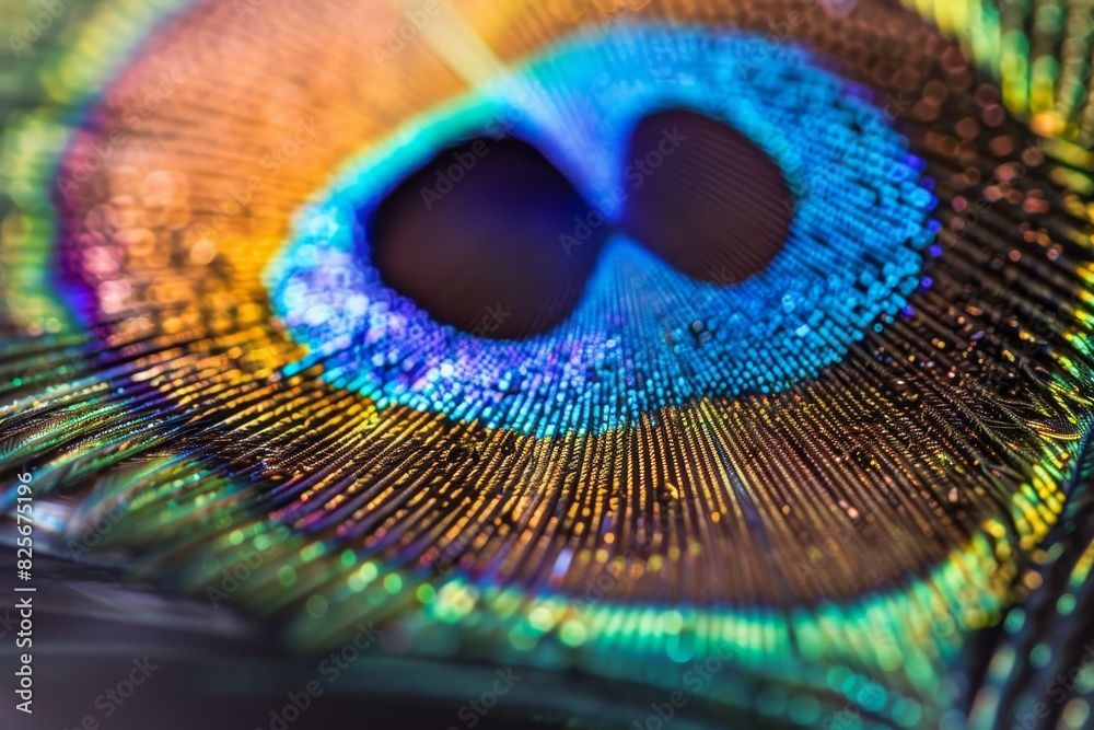 Obraz premium A close up of a peacock feather with a rainbow of colors generated by AI