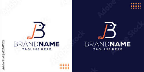 Creative Logo Letter B Bird and Golf Stick, Design Inspiration, Illustration, Vector
