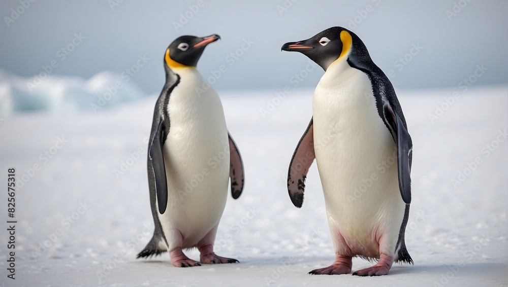 Fototapeta premium The endearing charm of a penguin against a crisp white backdrop ai_generated