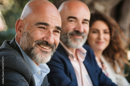 Portrait of smiling mature businessman with his colleagues in the background.