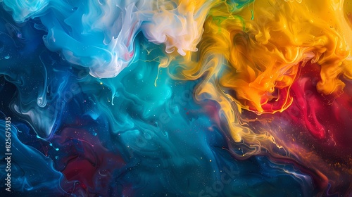 Liquid colors flowing freely, painting a picture of boundless joy and creativity on the canvas
