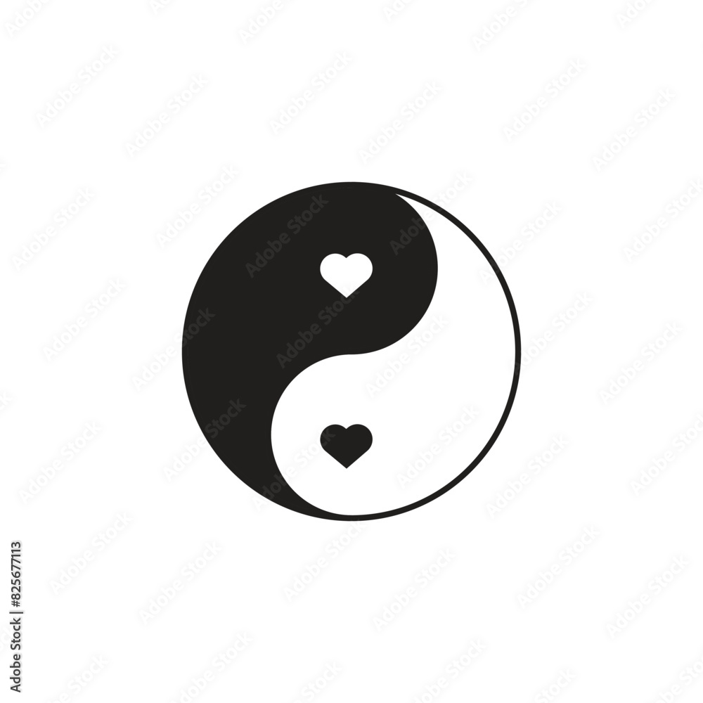 Ying yang icon in flat style with background. Ying yang icon in flat style with background.