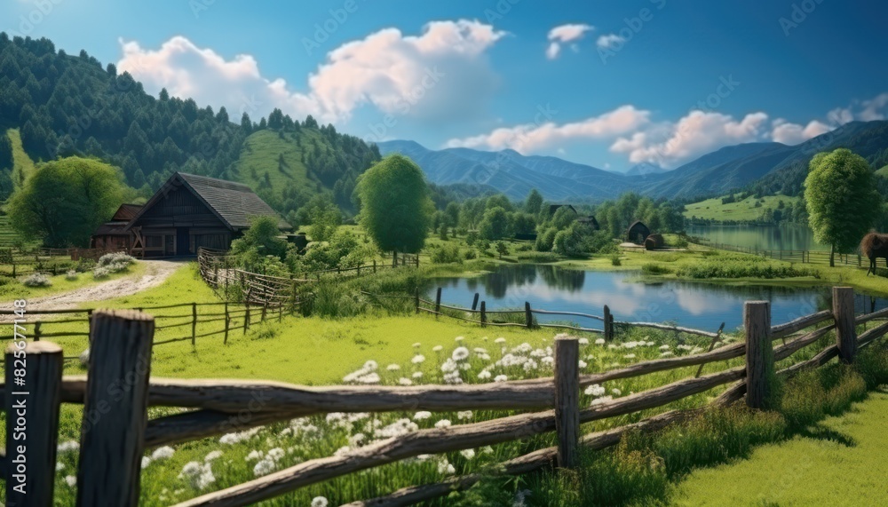 A stunning spring day landscaping views of fertile land surrounded beautiful green vegetation, wide stretches of hills and mountains with clear skies in spring