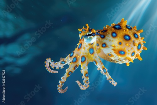 ringed octopus dive in the sea photo