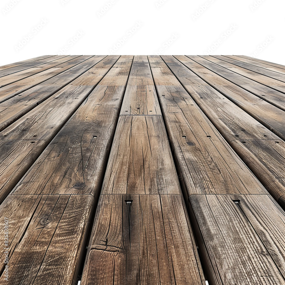 Fototapeta premium empty wooden floor as element in isolated white background