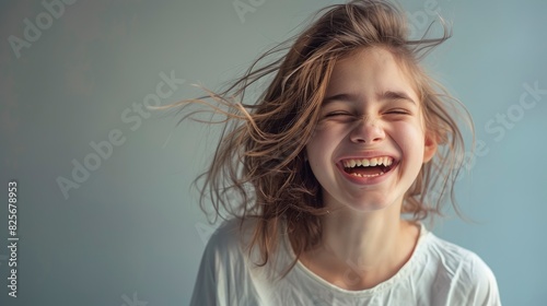 A Cute Laughing Girl In Casual Clothes Radiated Happiness And Joy, Her Laughter Infectious To Those Around Her, Hd Images