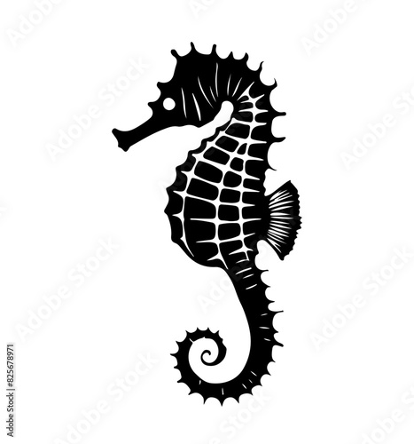 Seahorse silhouettes set, large pack of vector silhouette design, isolated white background