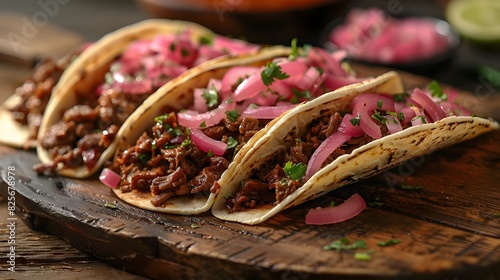 Barbacoa Beef Taco topped with Pickled Onions A Tempting Mexican Delicacy