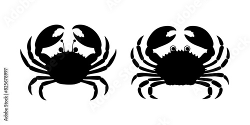 two crabs and lobsters are shown on a white background