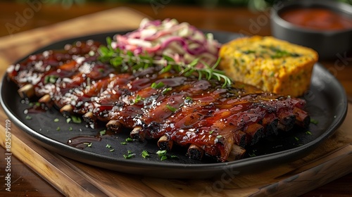 Savory Summer Spread Juicy Barbecue Ribs with Creamy Coleslaw and Golden Cornbread