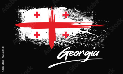 Georgia flag background from paint brushes, Brush stroke drawing of the Georgia flag, Georgia colorful brush strokes painted national flag icon eps8