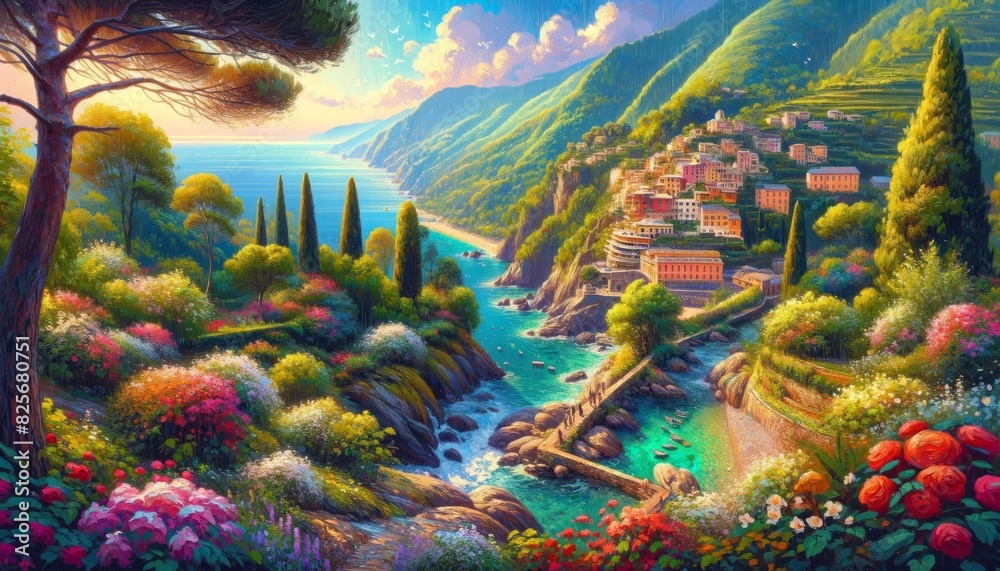 An panoramic view of Santa Margherita Ligure, Italy, captures enchanted landscapes