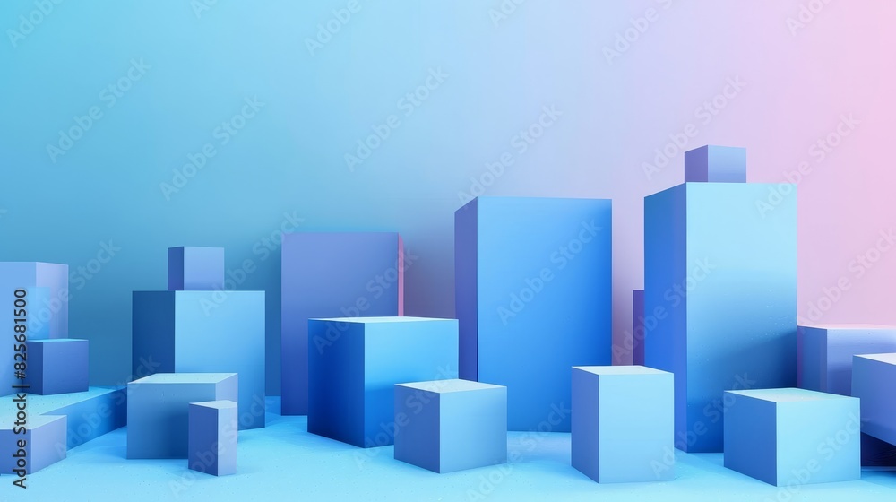 An artistic 3D rendering of abstract geometric shapes in Pantone set against a minimalist background to highlight the design An artistic 3D rendering of abstract geometric shapes in Pantone set against a minimalist background to highlight the design