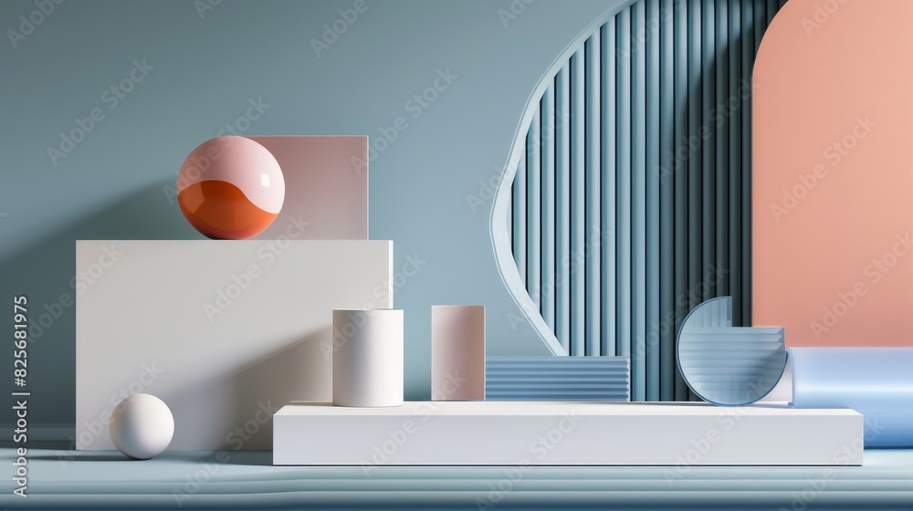 A visually striking 3D composition of abstract geometry in Pantone emphasizing minimalism and clean design lines A visually striking 3D composition of abstract geometry in Pantone emphasizing minimalism and clean design lines