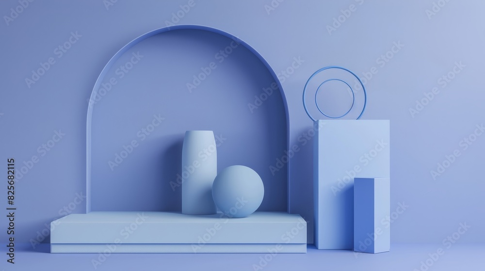 A creative 3D display featuring geometric forms in Pantone arranged in a minimalist composition to highlight modern design A creative 3D display featuring geometric forms in Pantone arranged in a minimalist composition to highlight modern design