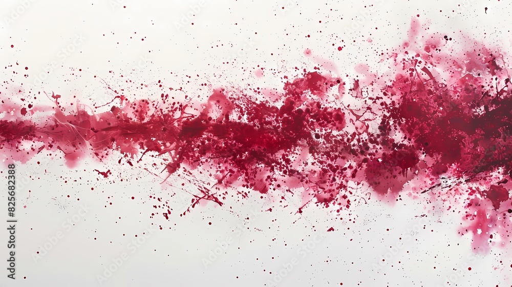 Lustrous ruby hues splattered across a pristine white canvas, evoking a sense of wonder and awe