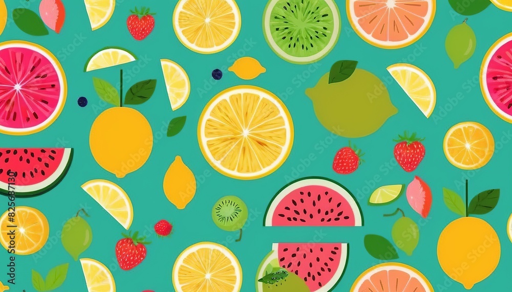 Vibrant Fruit Burst Seamless Pattern: A Refreshing Summer Treat Vibrant Fruit Burst Seamless Pattern: A Refreshing Summer Treat