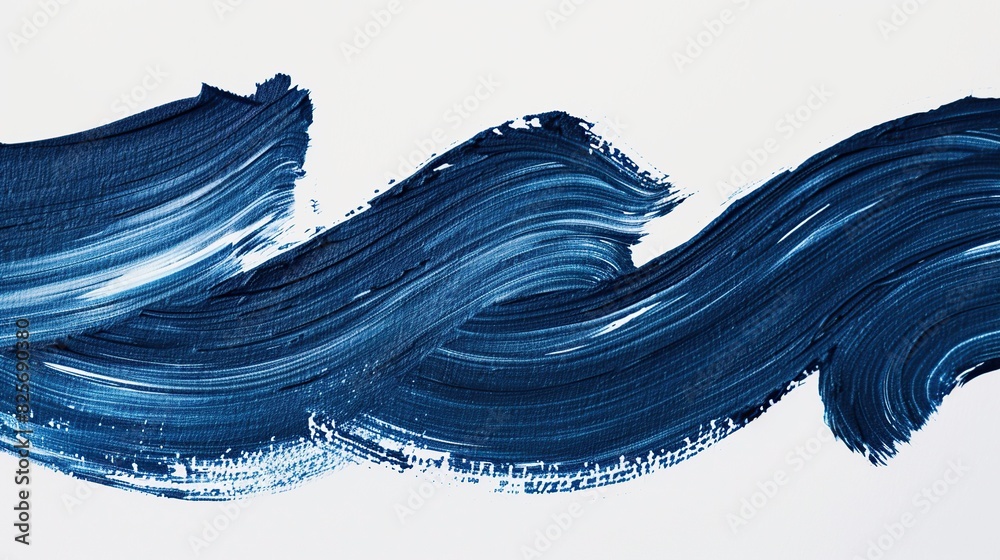 dark blue curved brush strokes on a white background, minimalistic, in the style