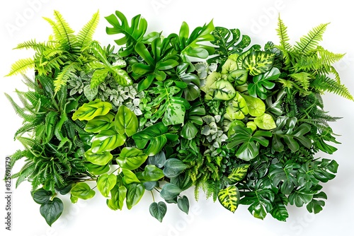 Plant wall panel on white background. Vertical wall planter.