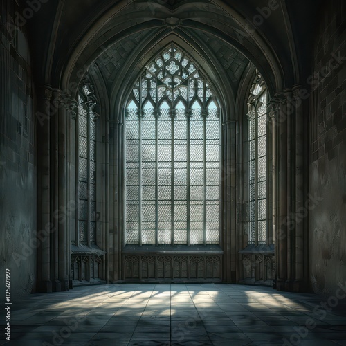 Gothic big window  photography  architectural photography  hyper realistic