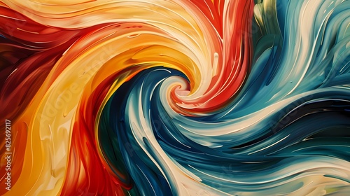 Multicolored swirls dancing across the canvas  evoking a sense of energy and movement