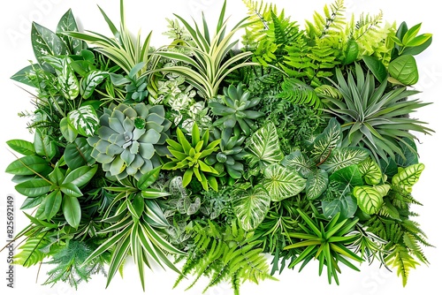 Plant wall panel on white background. Vertical wall planter.