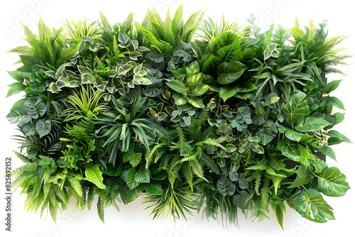 Plant wall panel on white background. Vertical wall planter.