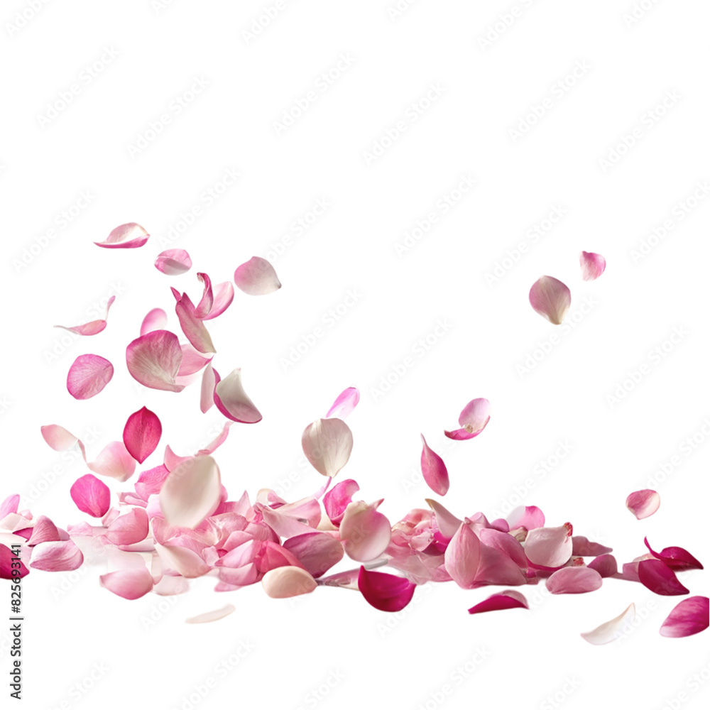 Dance of floating pink petals in the air cut out Isolated on transparent background Dance of floating pink petals in the air cut out Isolated on transparent background