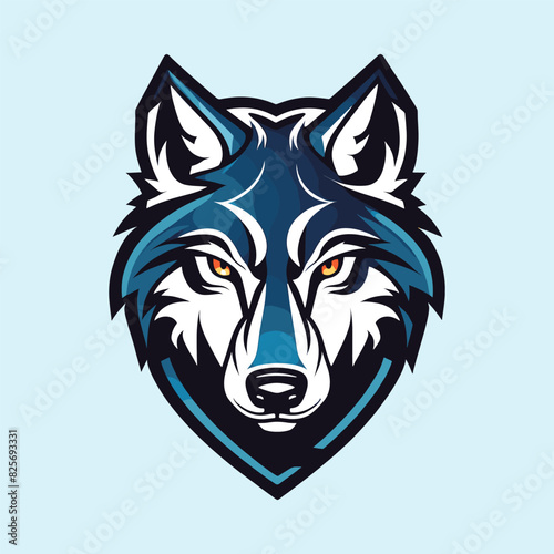 hand drawn cartoon art blue wolf logo