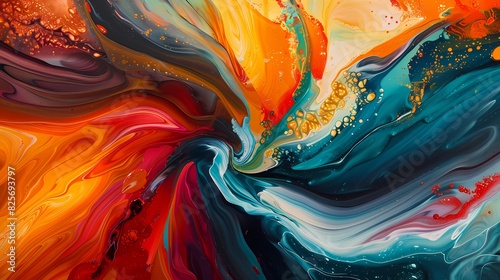 Multicolored swirls flowing gracefully across the canvas  evoking a sense of movement and vitality