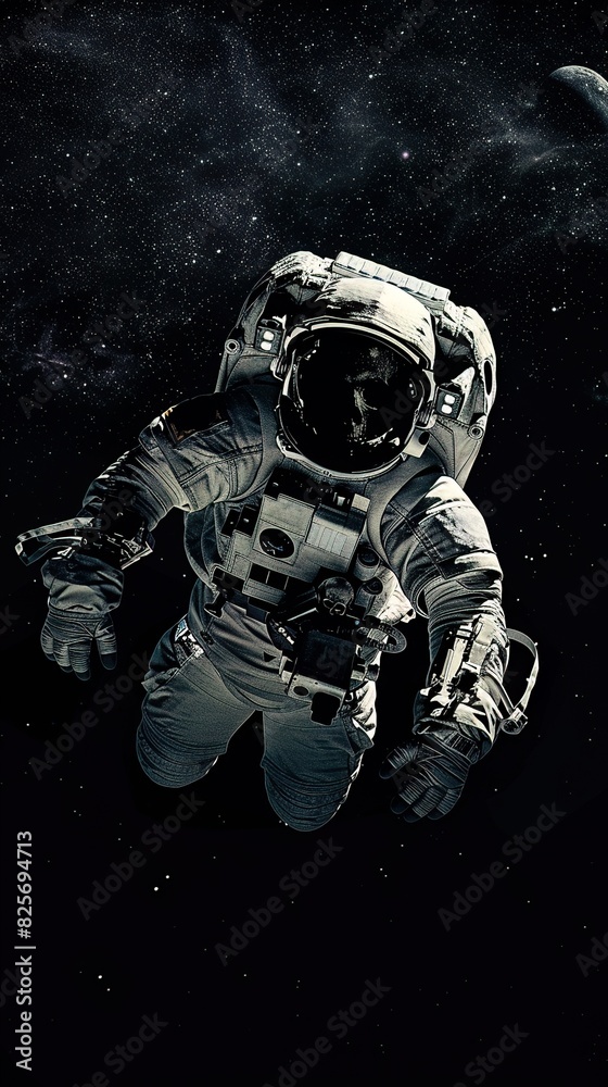 Astronaut with a skull for a visage floating in the dark expanse of space Astronaut with a skull for a visage floating in the dark expanse of space