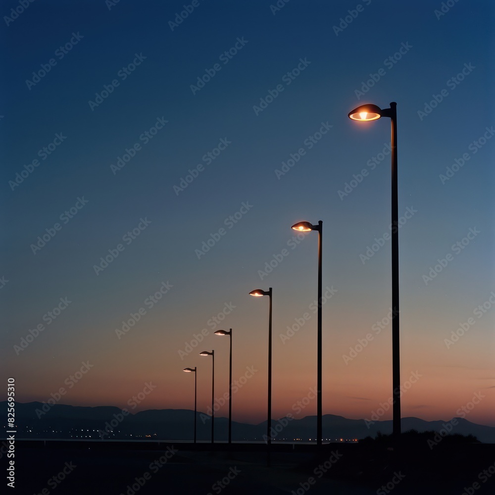 light poles with simple and natural background