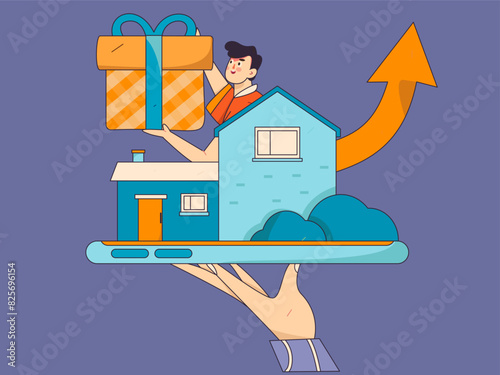 Home loan flat vector concept operation illustration
