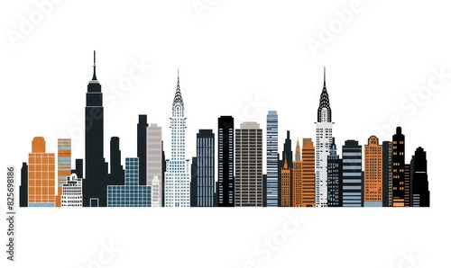 wallpaper silhouette of city buildings isolated on a white background