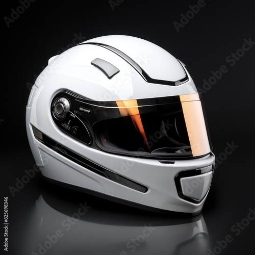 realistic full face white helmet on a black background © marco