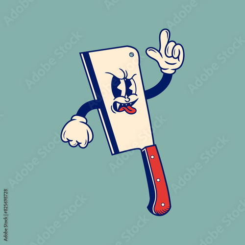 Retro character design of butcher knife