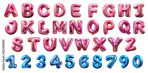 set of pink  A-Z  numbers 3D Generate AI	
