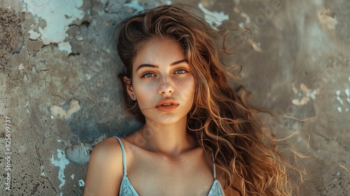 Portrait of beautiful woman on textured background