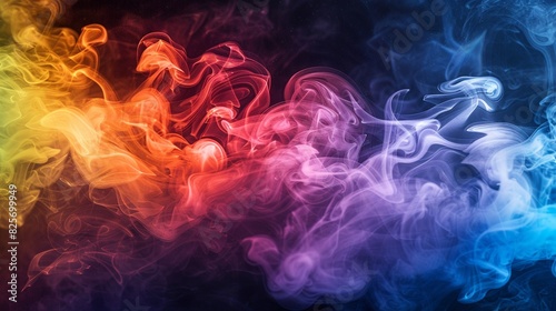 Smoke with vivid colors in black background