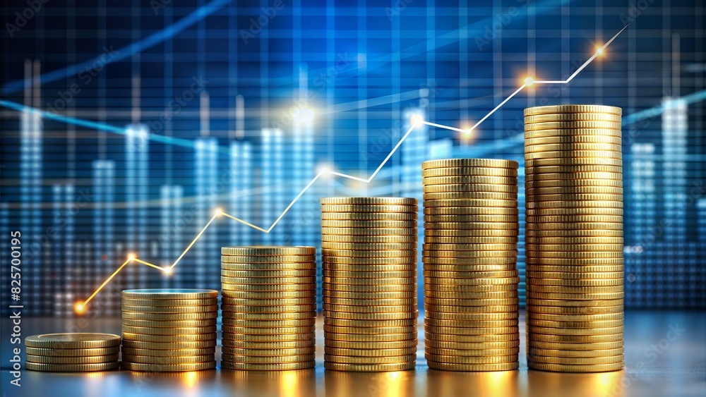Coins are laid out in graph .Business success concept wealth stock investment. Business in the digital age Coins are laid out in graph .Business success concept wealth stock investment. Business in the digital age