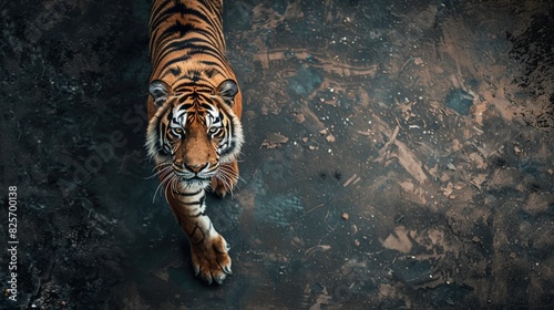 Portrait of tiger in the jungle with copy space