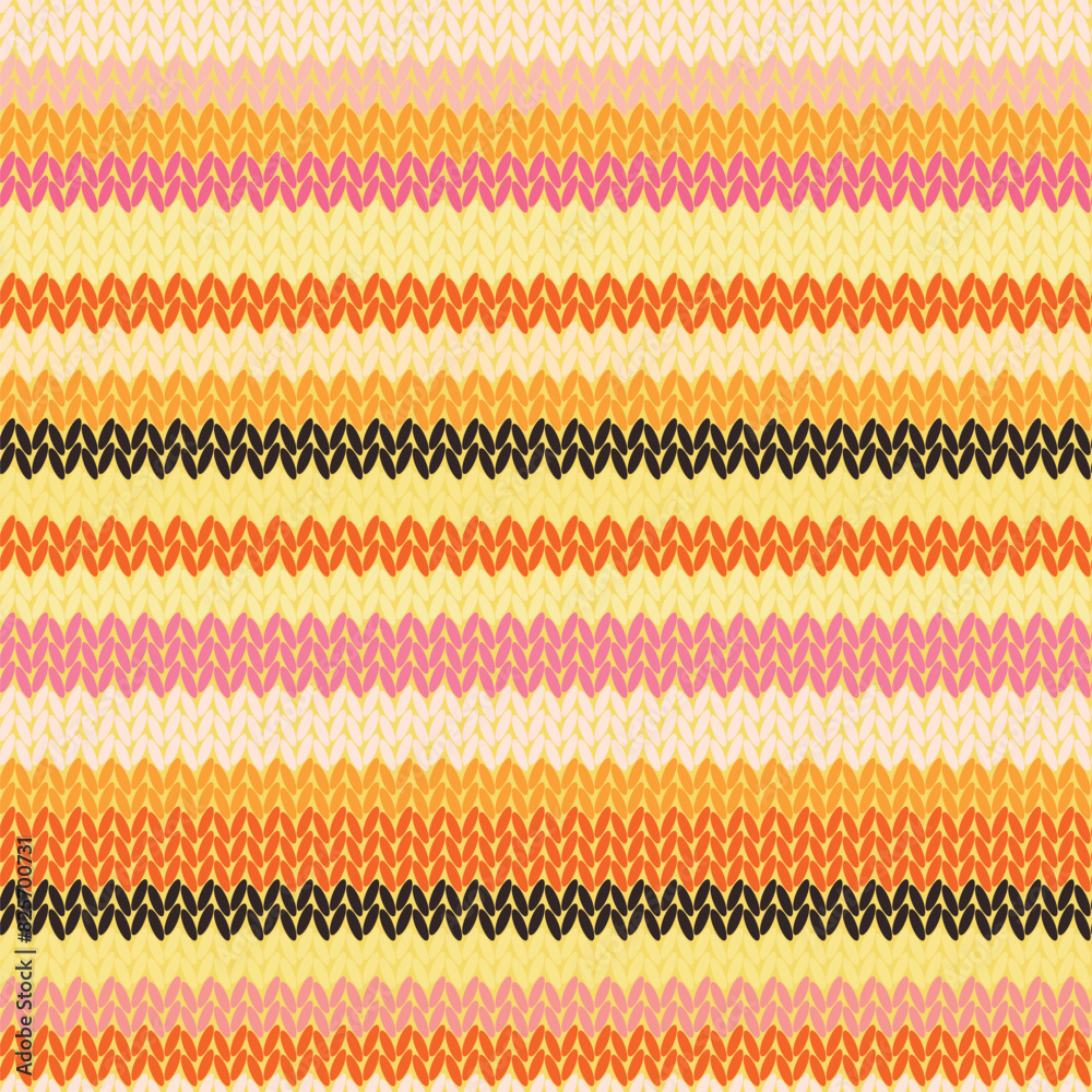 Knitted stripes seamless pattern. Fabric imitation vector background. Flat style knit wallpaper. Cute design for gift wrap, paper, textile