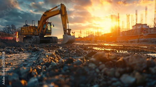 Civil construction involves the planning, excavation, foundation laying, and structural assembly necessary for infrastructure projects such as roads, bridges, and buildings. photo