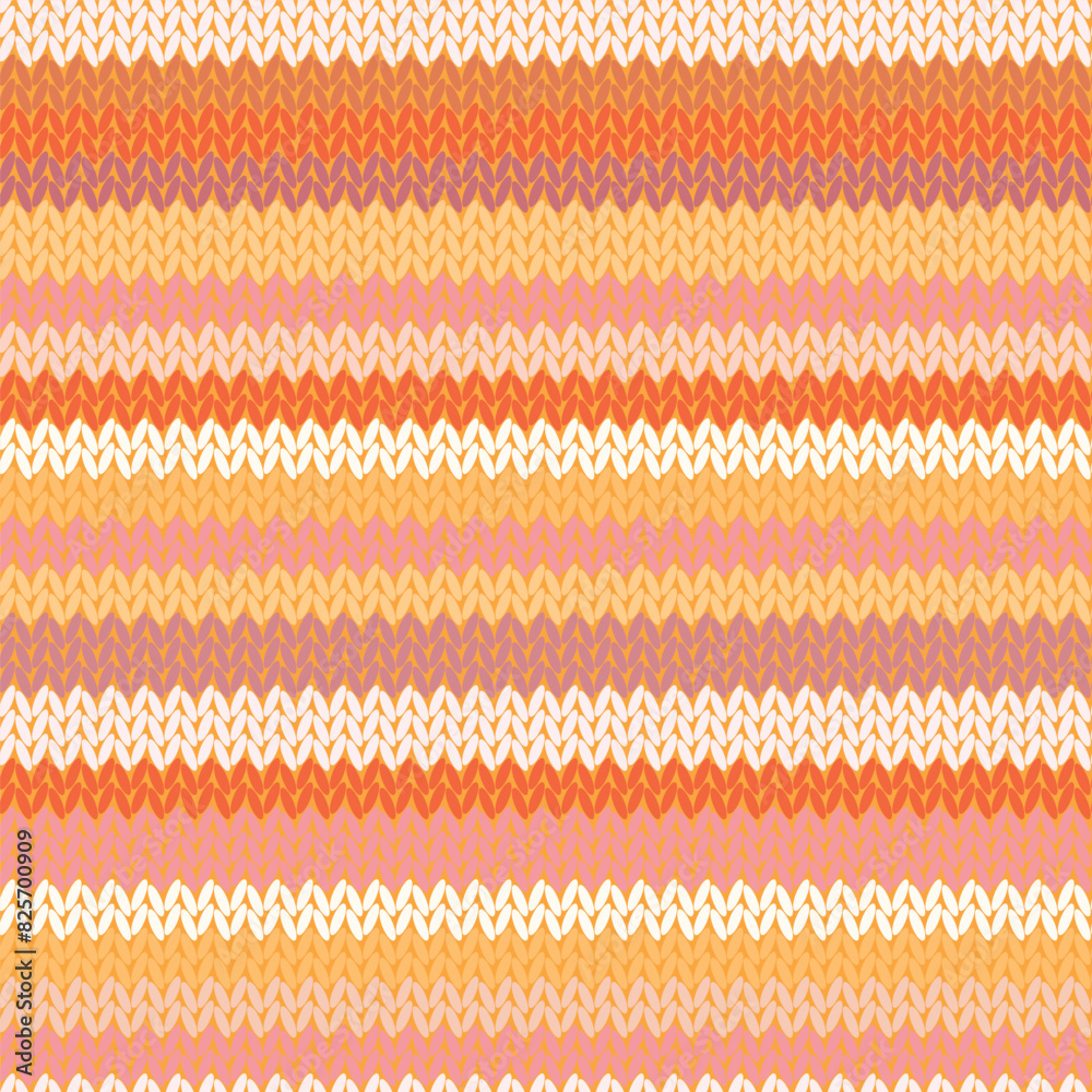 Knitted stripes seamless pattern. Fabric imitation vector background. Flat style knit wallpaper. Cute design for gift wrap, paper, textile
